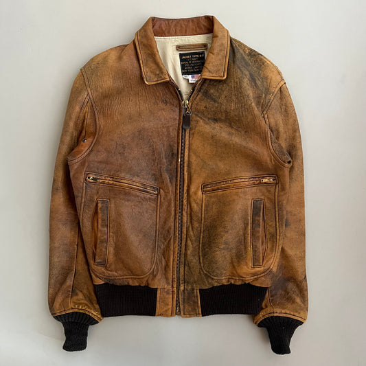 Large 80s Avirex Type G-2 Leather Jacket