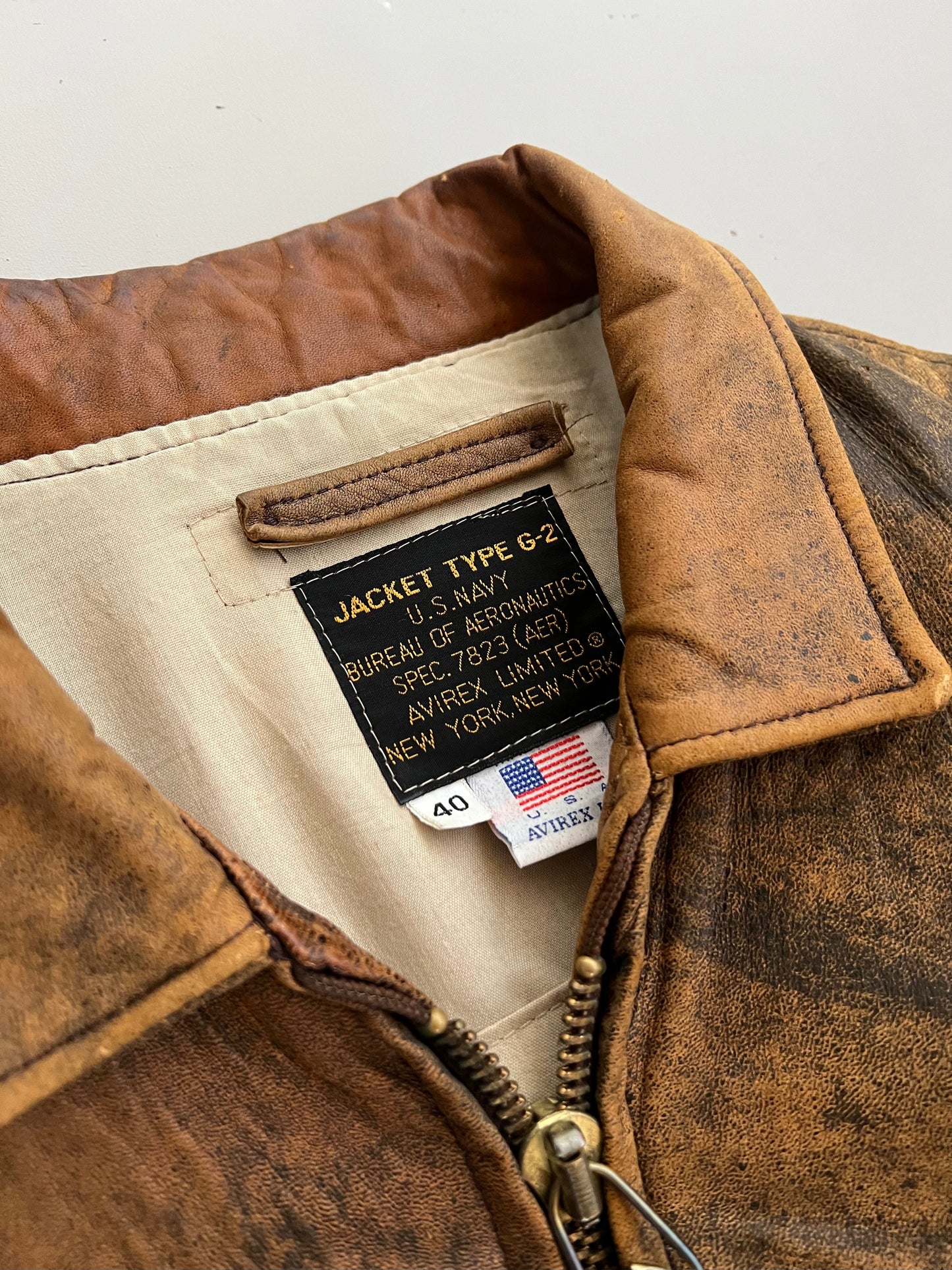 Large 80s Avirex Type G-2 Leather Jacket