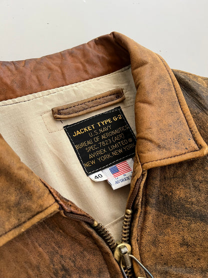 Large 80s Avirex Type G-2 Leather Jacket