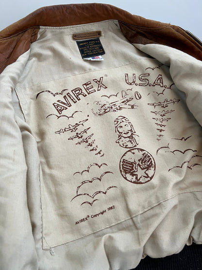 Large 80s Avirex Type G-2 Leather Jacket