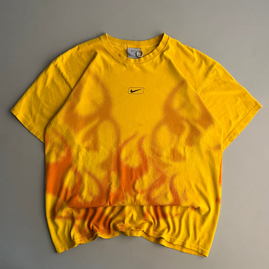 Large 2000s Nike Yellow Flame T-shirt