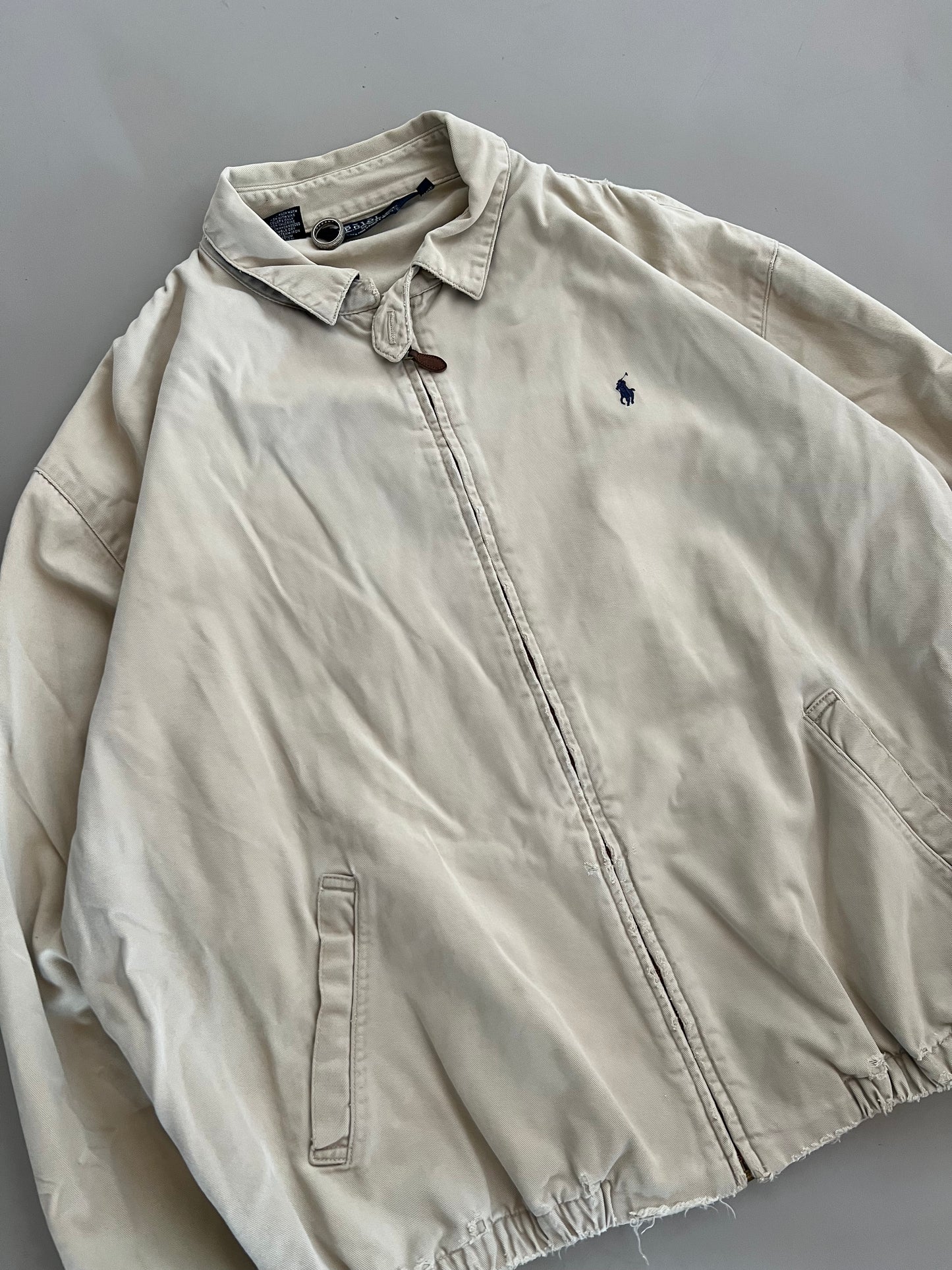 XL 90s Tan Distressed Polo Ralph Lauren Harrington Jacket