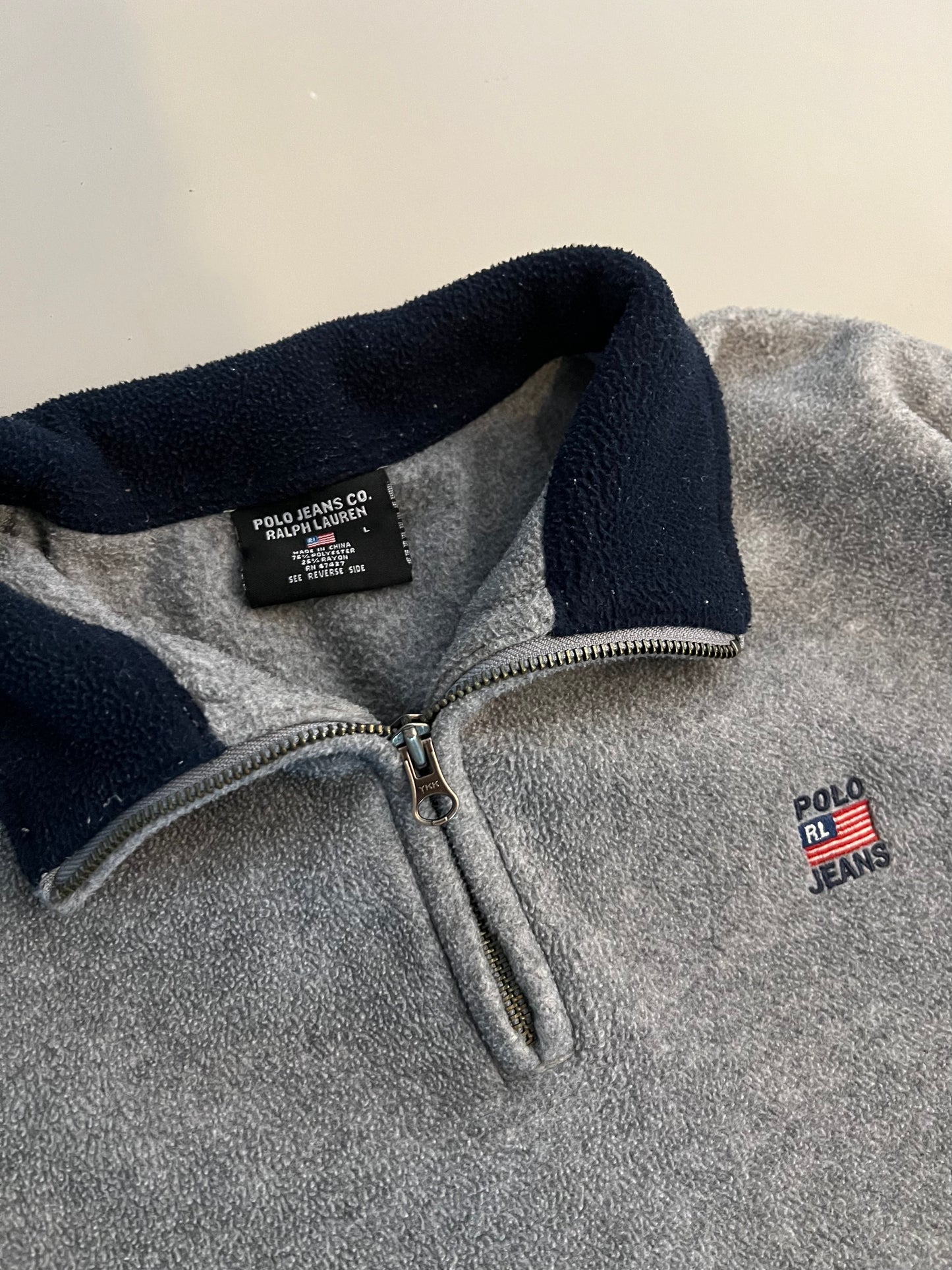 Large Polo Jeans Co. Fleece Quarter Zip