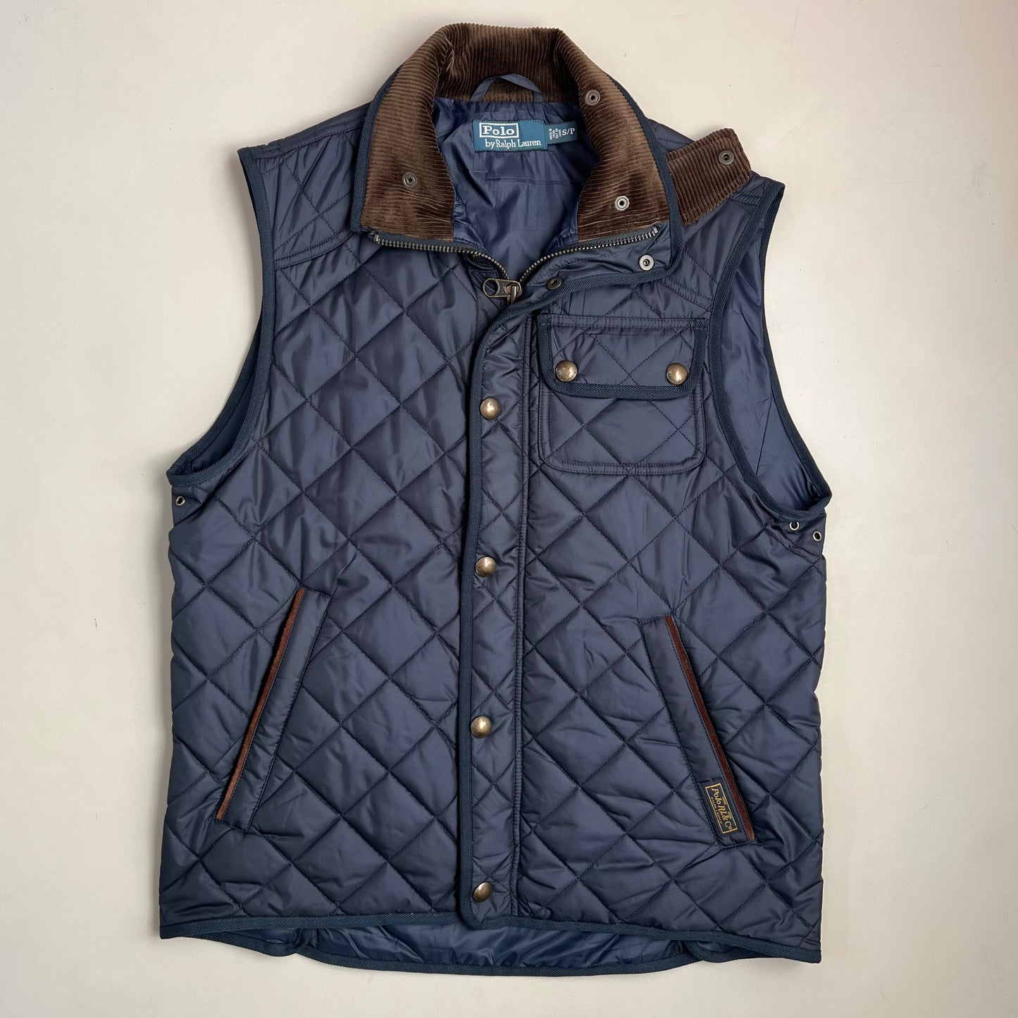 Small 90s Polo Ralph Lauren Corduroy Collar Puffer Vest