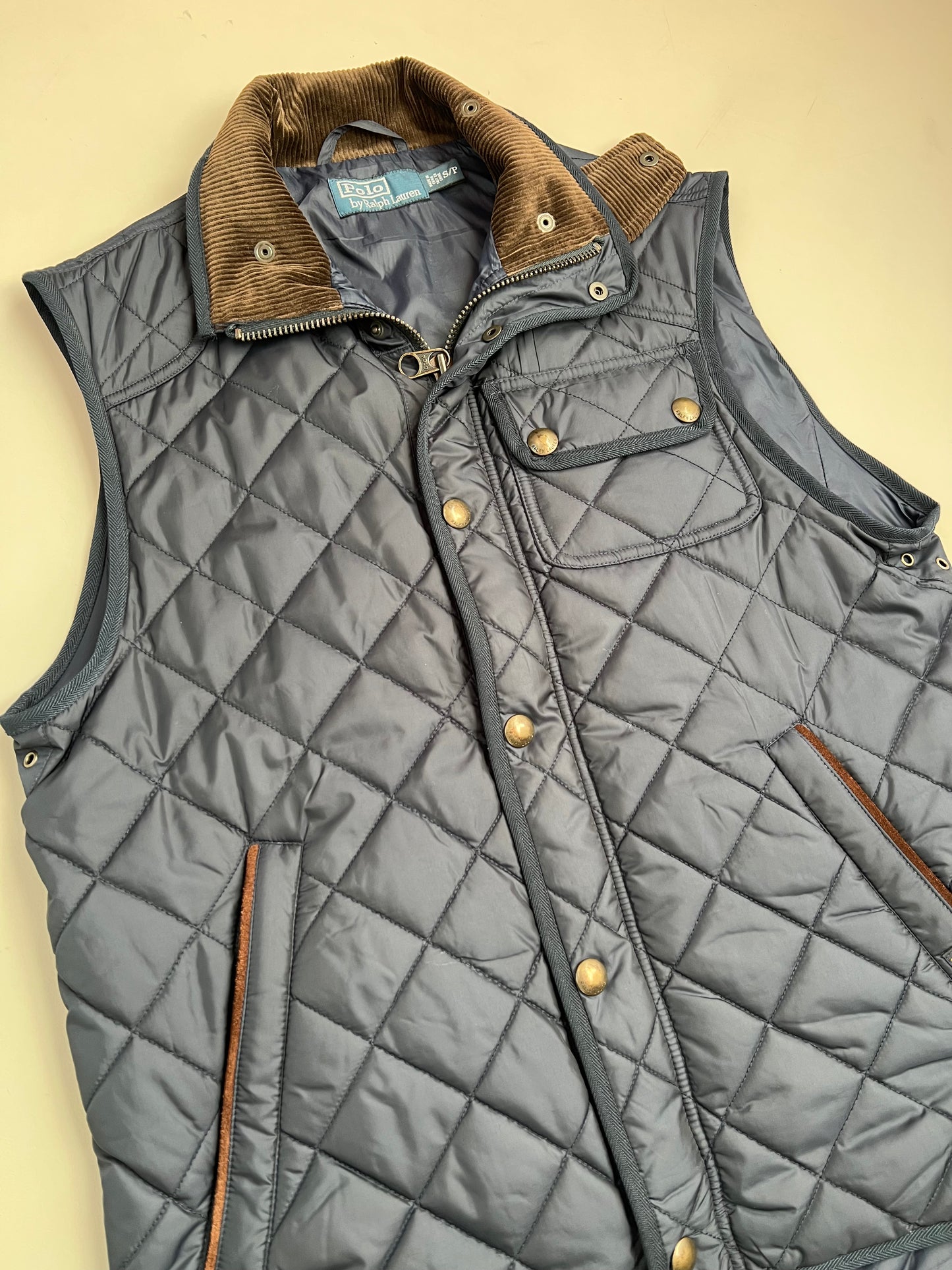 Small 90s Polo Ralph Lauren Corduroy Collar Puffer Vest