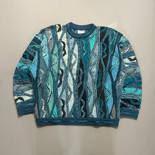 XL Coogi Blue Textured Knit Sweater