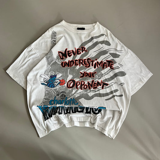 XL 90s Charlotte Hornets AOP T-shirt