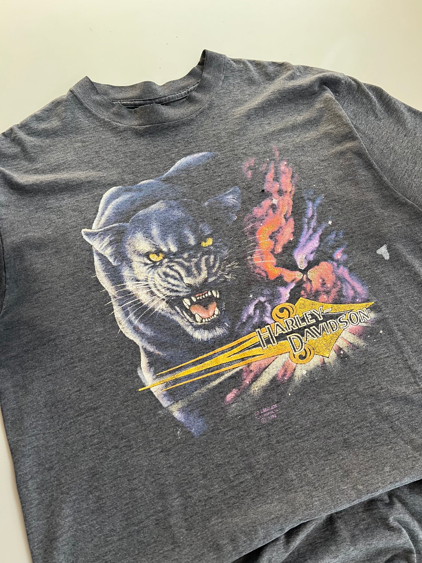 XL 1990 Harley-Davidson 3D Emblem Panther T-shirt