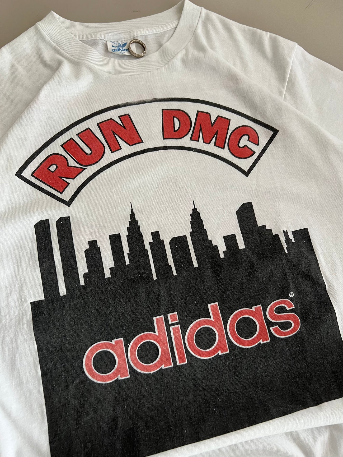 Large 80s Run DMC Adidas T-shirt