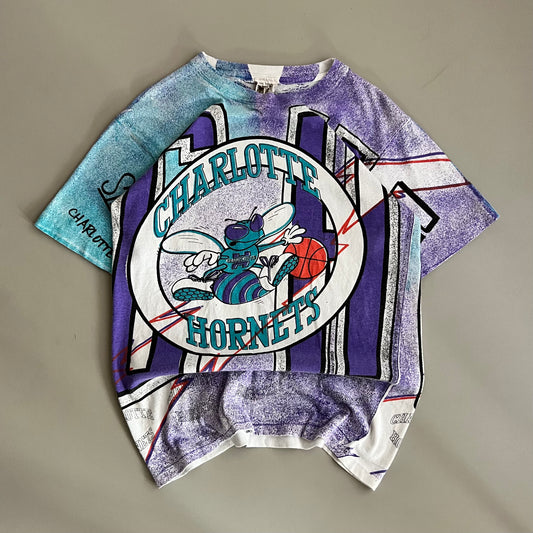 Large 90s Charlotte Hornets AOP T-shirt