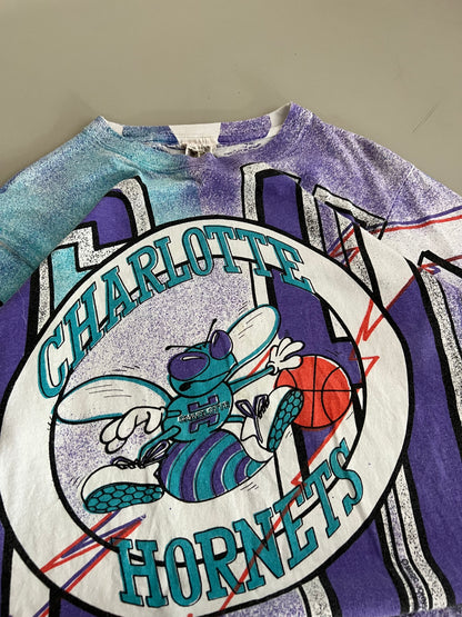Large 90s Charlotte Hornets AOP T-shirt