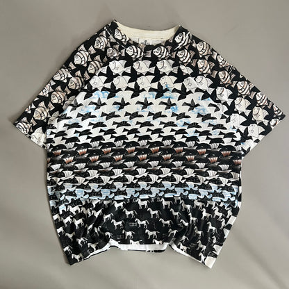 XL 90s MC Escher Sky and Water Art T-shirt