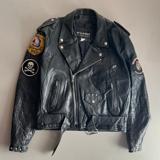 Large 90s Wilson Leather Indian Motorcycle Jacket