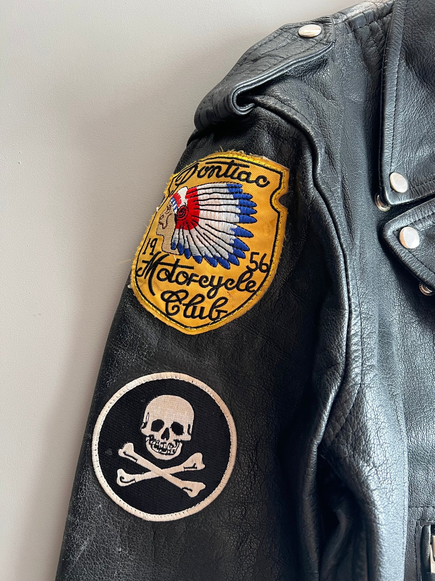 Large 90s Wilson Leather Indian Motorcycle Jacket