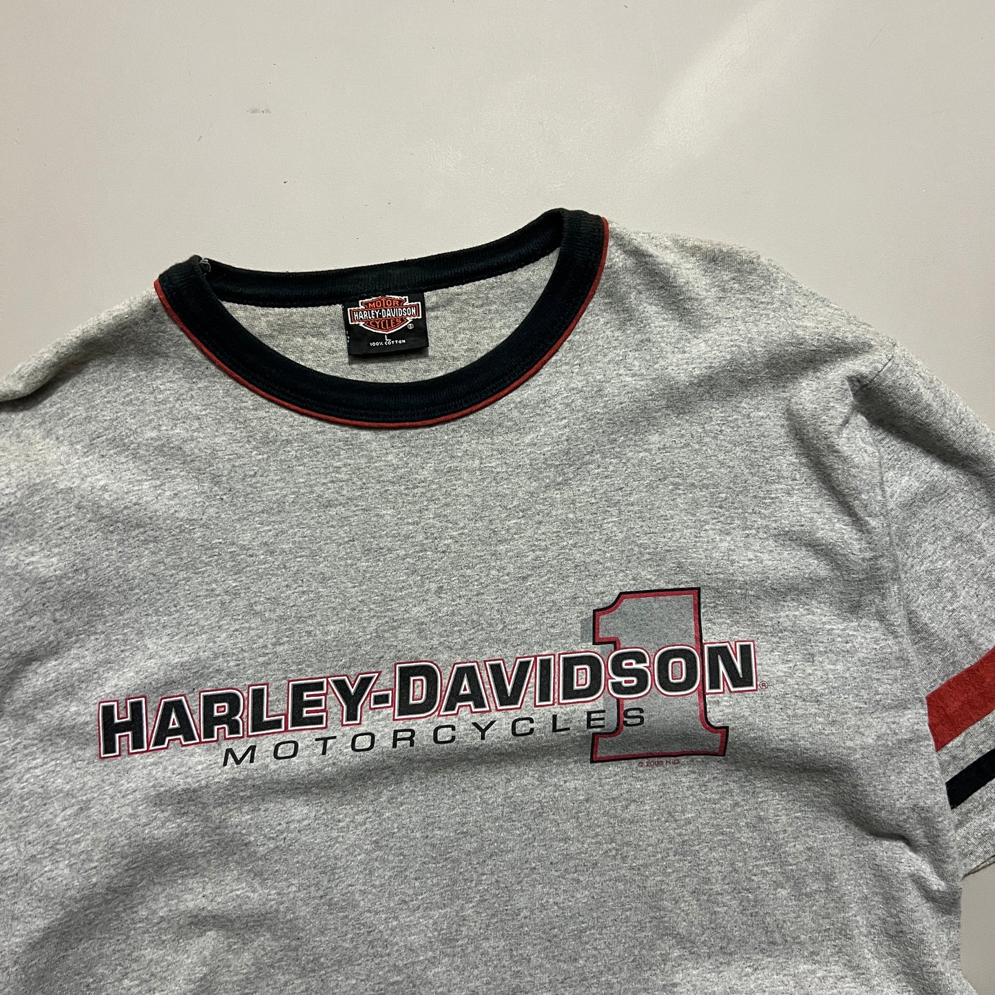 Large 2003 Harley Davidson North Carolina Ringer T-shirt