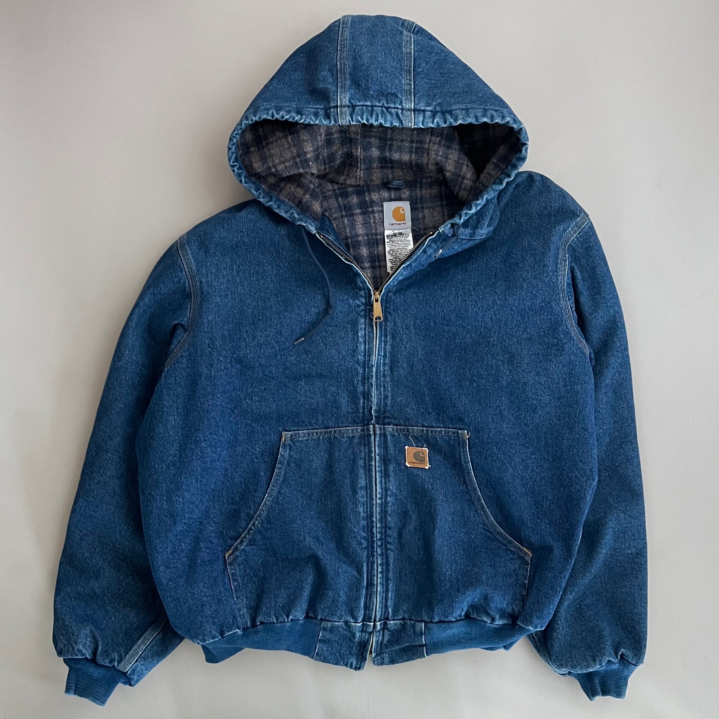 2XL 90s Denim Carhartt Plaid Lined Jacket