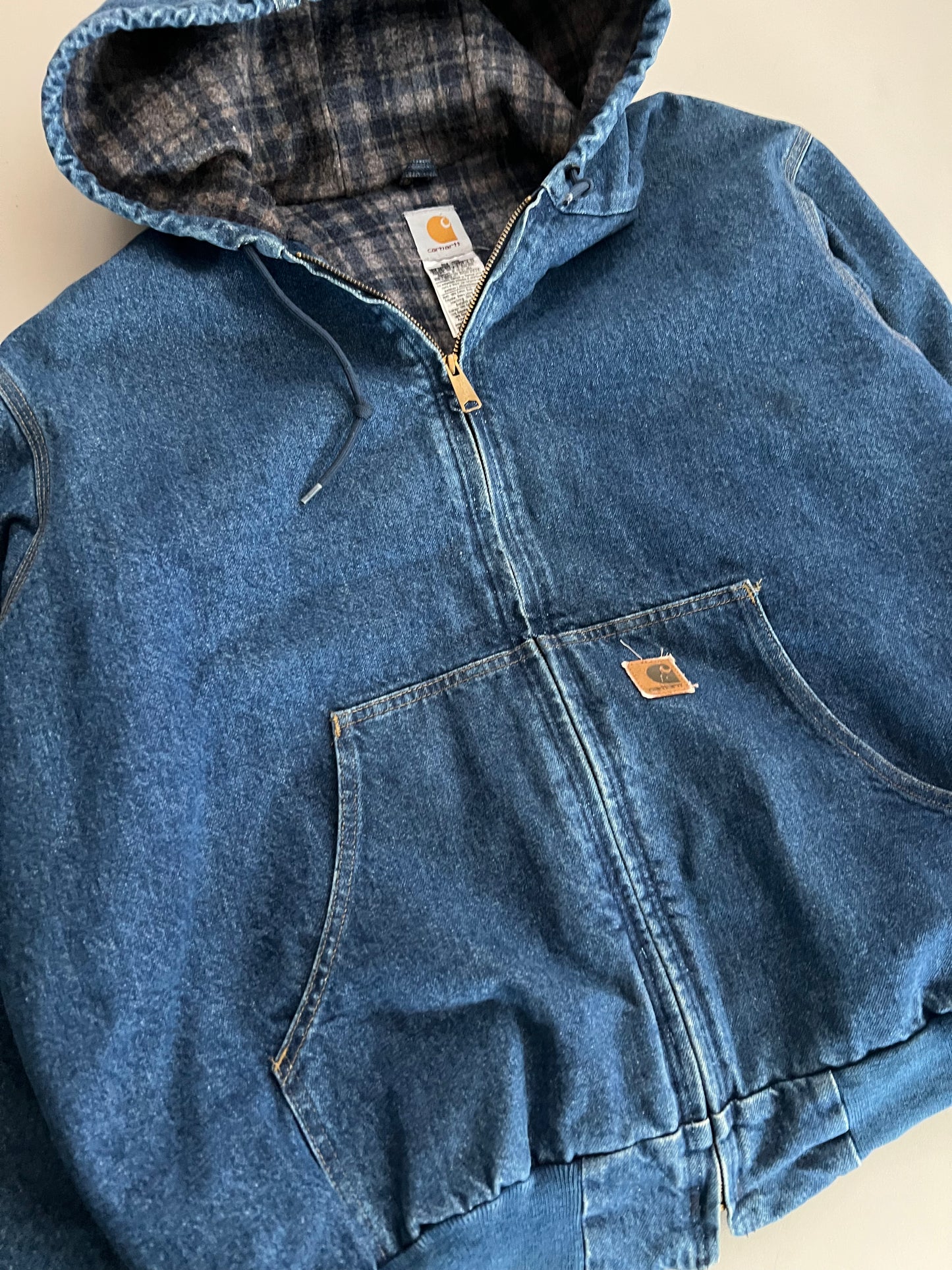 2XL 90s Denim Carhartt Plaid Lined Jacket