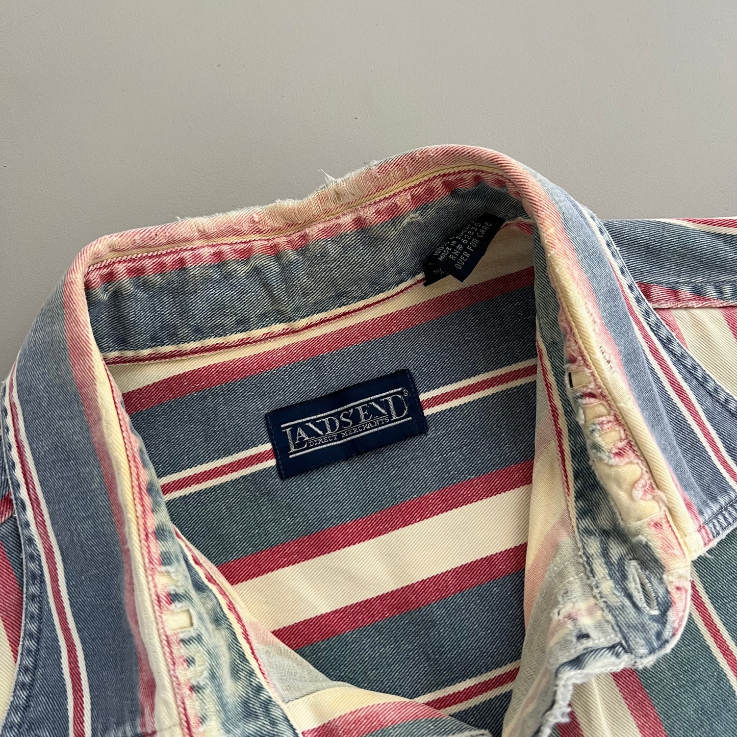 Large 90s Lands End Striped Button Shirt