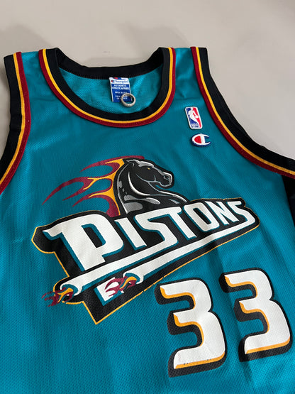 Large 90s Detroit Pistons Grant Hill Champion Jersey