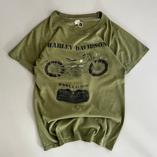 Medium 80s Harley Davidson WLA 45 Army T-shirt