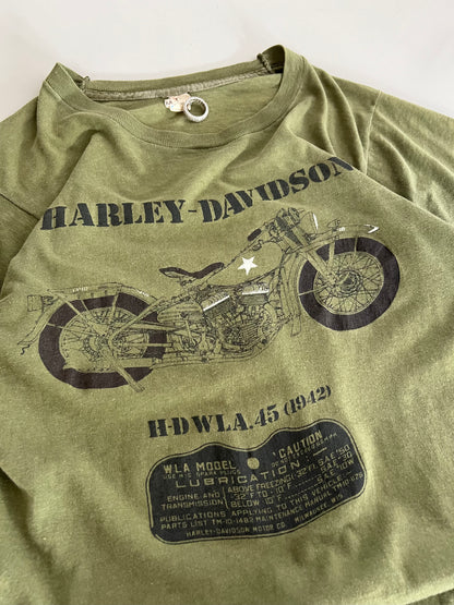 Medium 80s Harley Davidson WLA 45 Army T-shirt