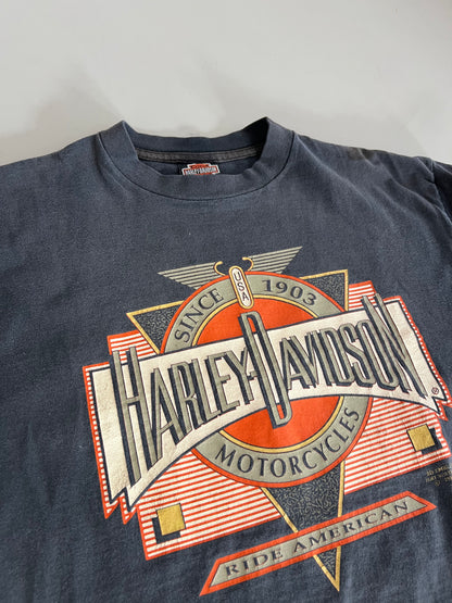 XL 1991 Harley-Davidson 3D Emblem Cutoff Shirt