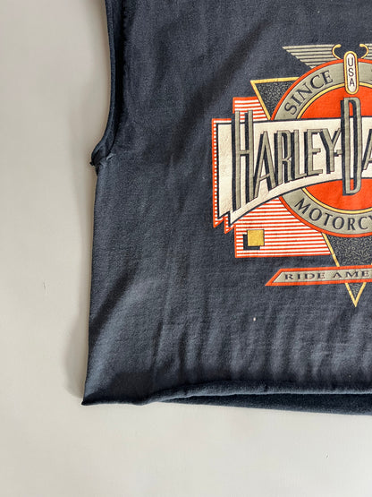 XL 1991 Harley-Davidson 3D Emblem Cutoff Shirt