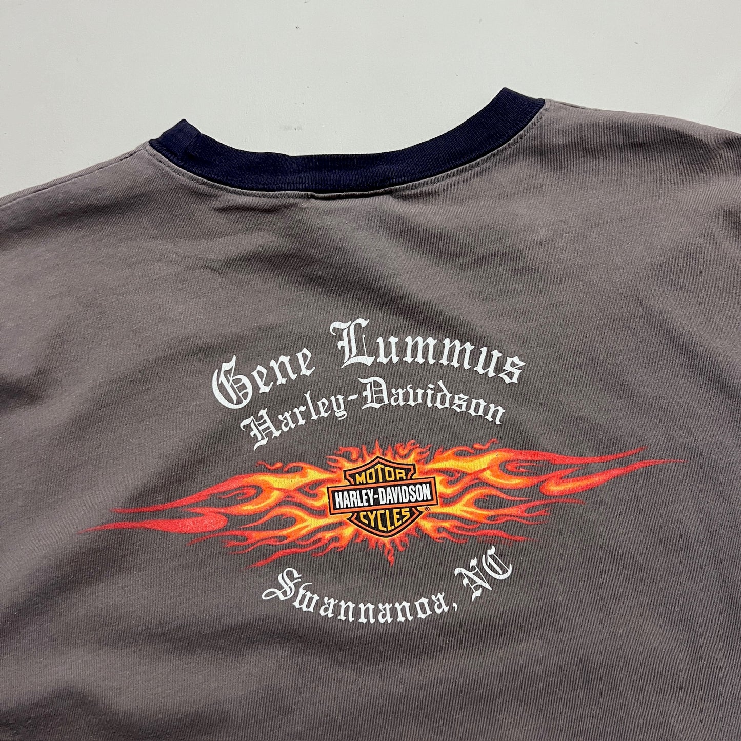 Large 2005 Harley Davidson North Carolina Flame Sleeve T-shirt