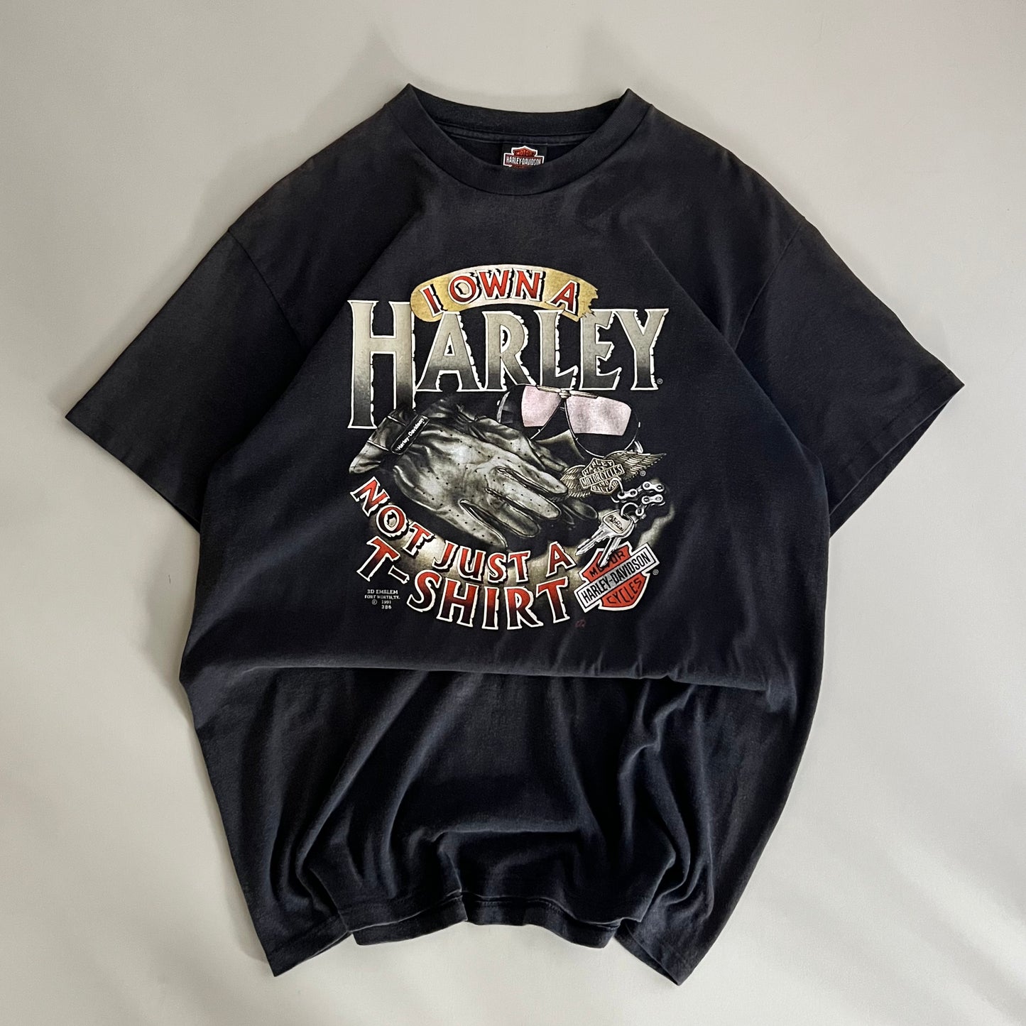 XL 1991 Harley Davidson I Own a Harley 3D Emblem T-shirt