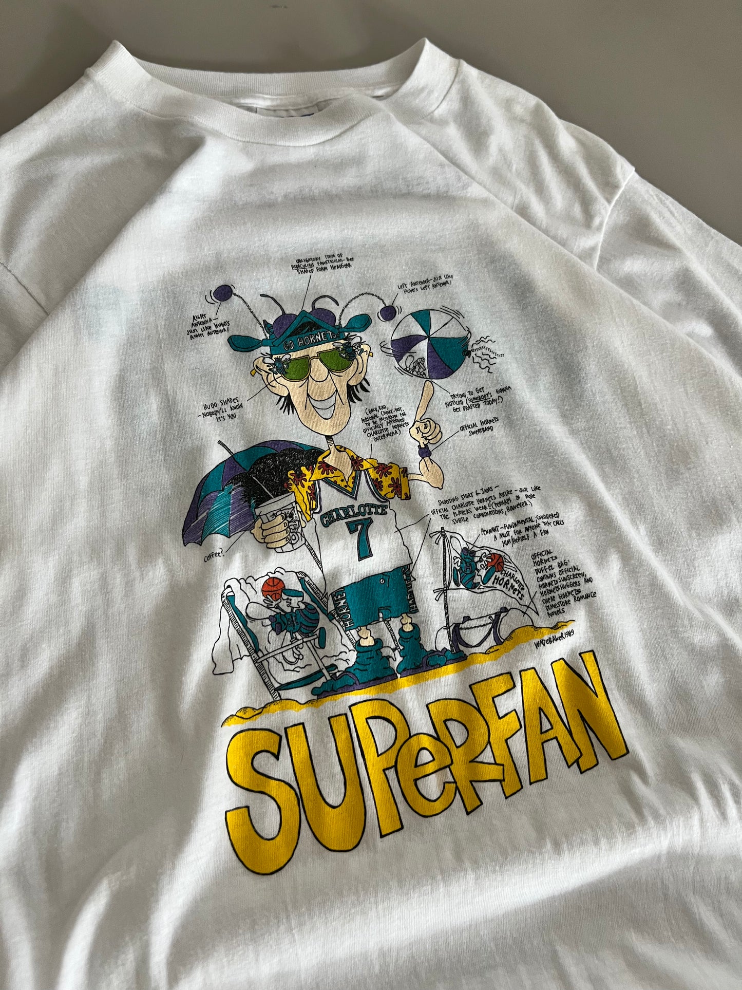 XL 1989 Charlotte Hornets SuperFan T-shirt
