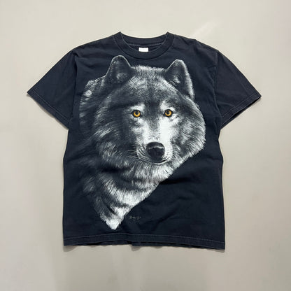 Large 1997 Black Wolf Art T-shirt