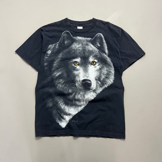 Large 1997 Black Wolf Art T-shirt