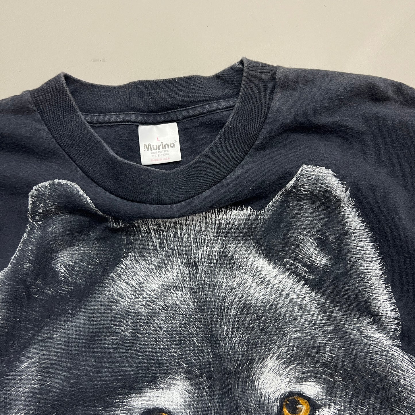 Large 1997 Black Wolf Art T-shirt