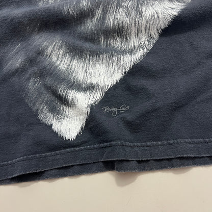 Large 1997 Black Wolf Art T-shirt