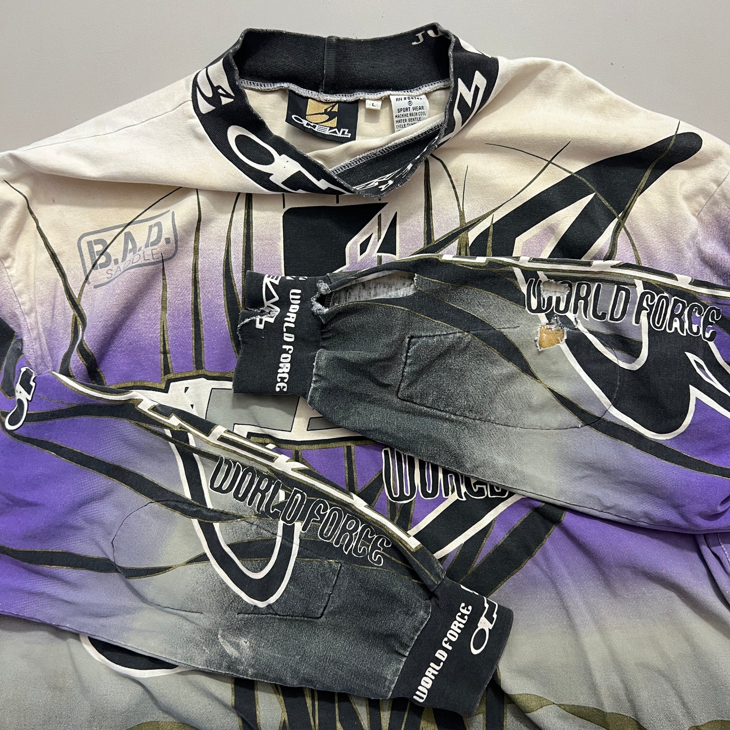 Large 1990s Distressed O'Neal World Force Supercross Jersey