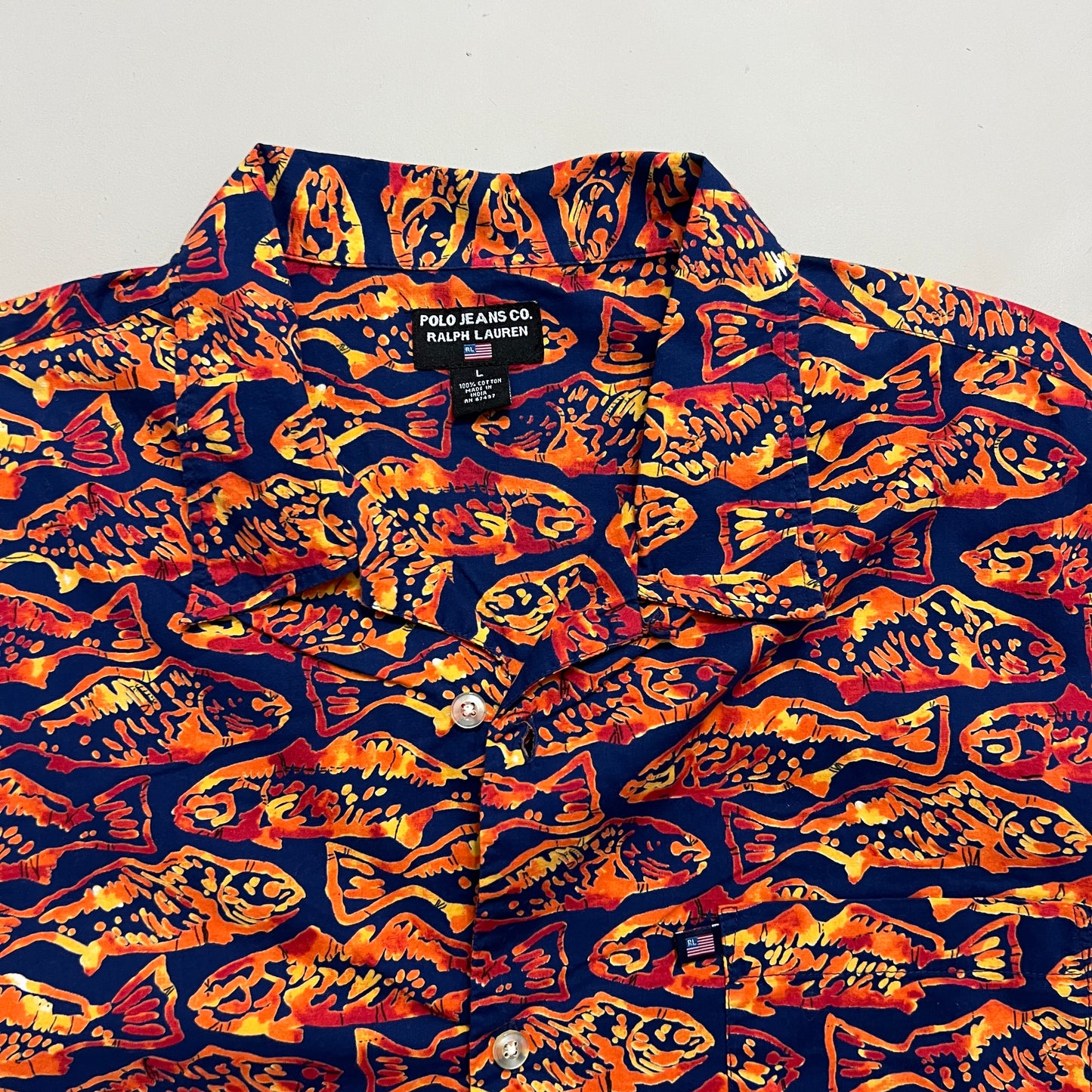 Large Polo Jeans Co Fish Button Shirt