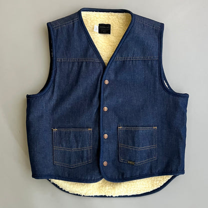 Large 80s Roebucks Sears Sherpa Lined Denim Vest