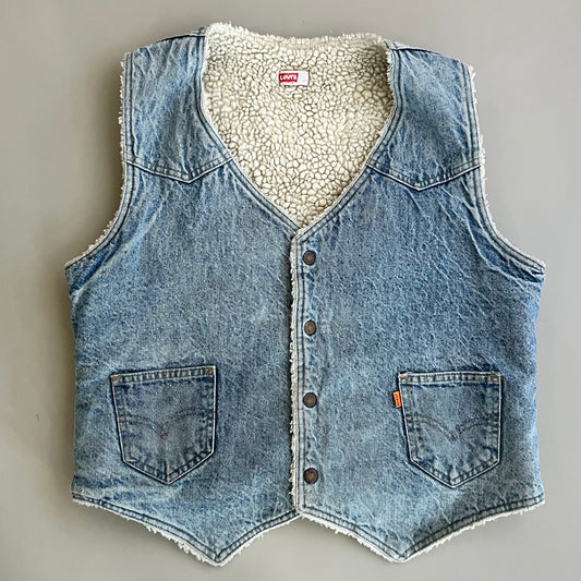 Large 80s Levi's Denim Sherpa Vest