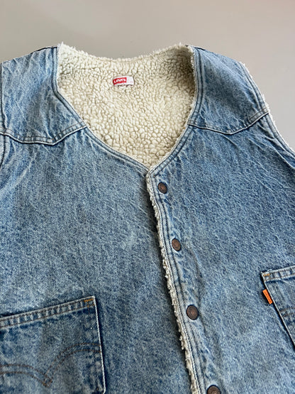 Large 80s Levi's Denim Sherpa Vest