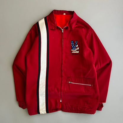 Small 70s Peace Sign Satin Jacket