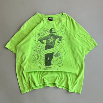 XL 2000s Stussy Lime Green T-shirt