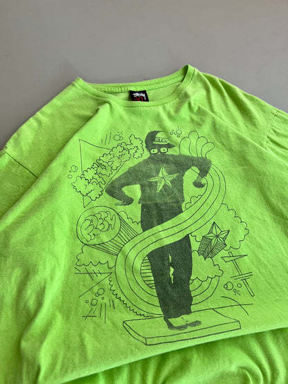 XL 2000s Stussy Lime Green T-shirt