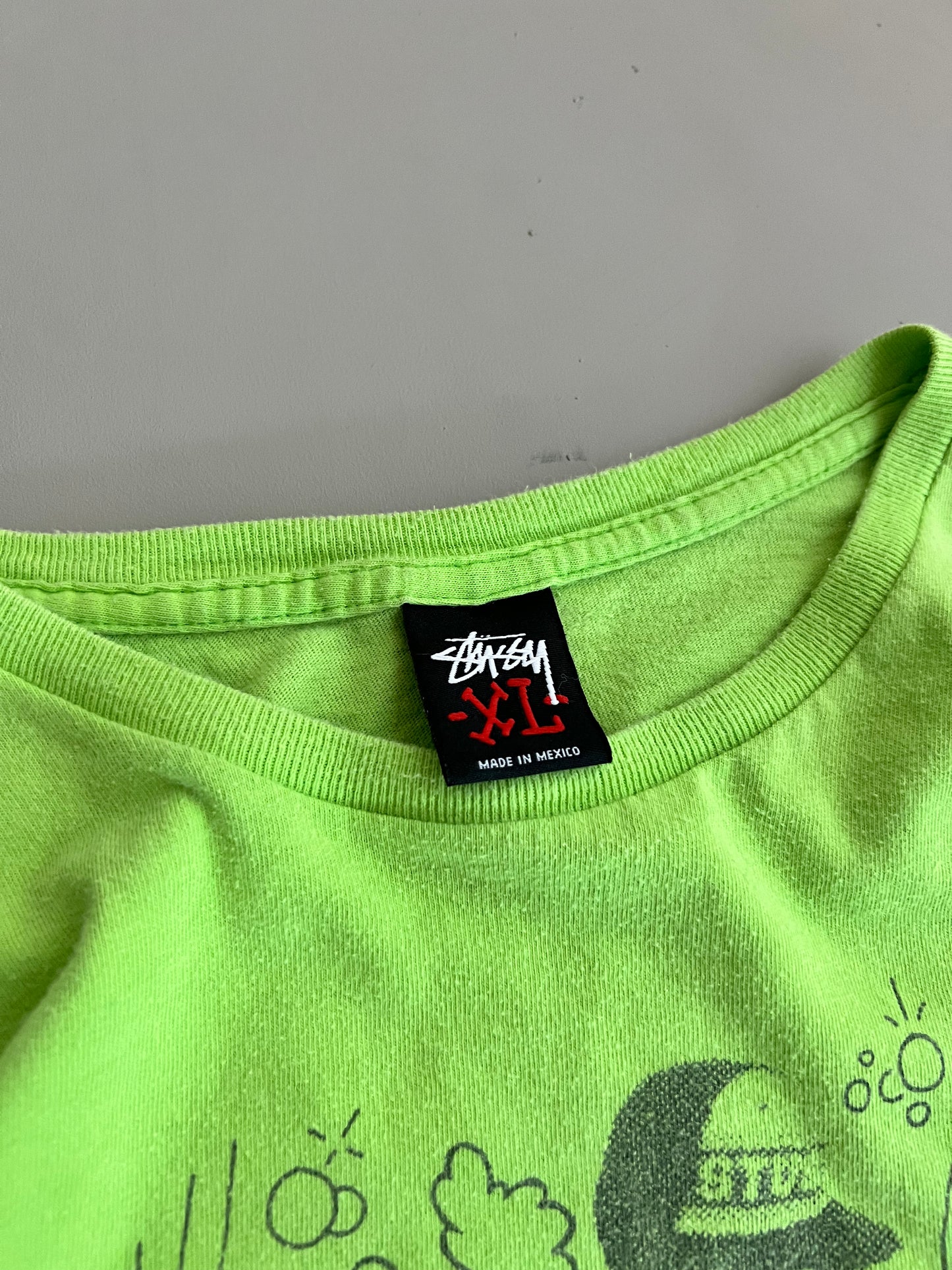XL 2000s Stussy Lime Green T-shirt