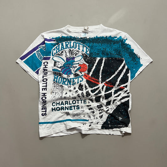 Youth Large 1990s Charlotte Hornets AOP T-shirt