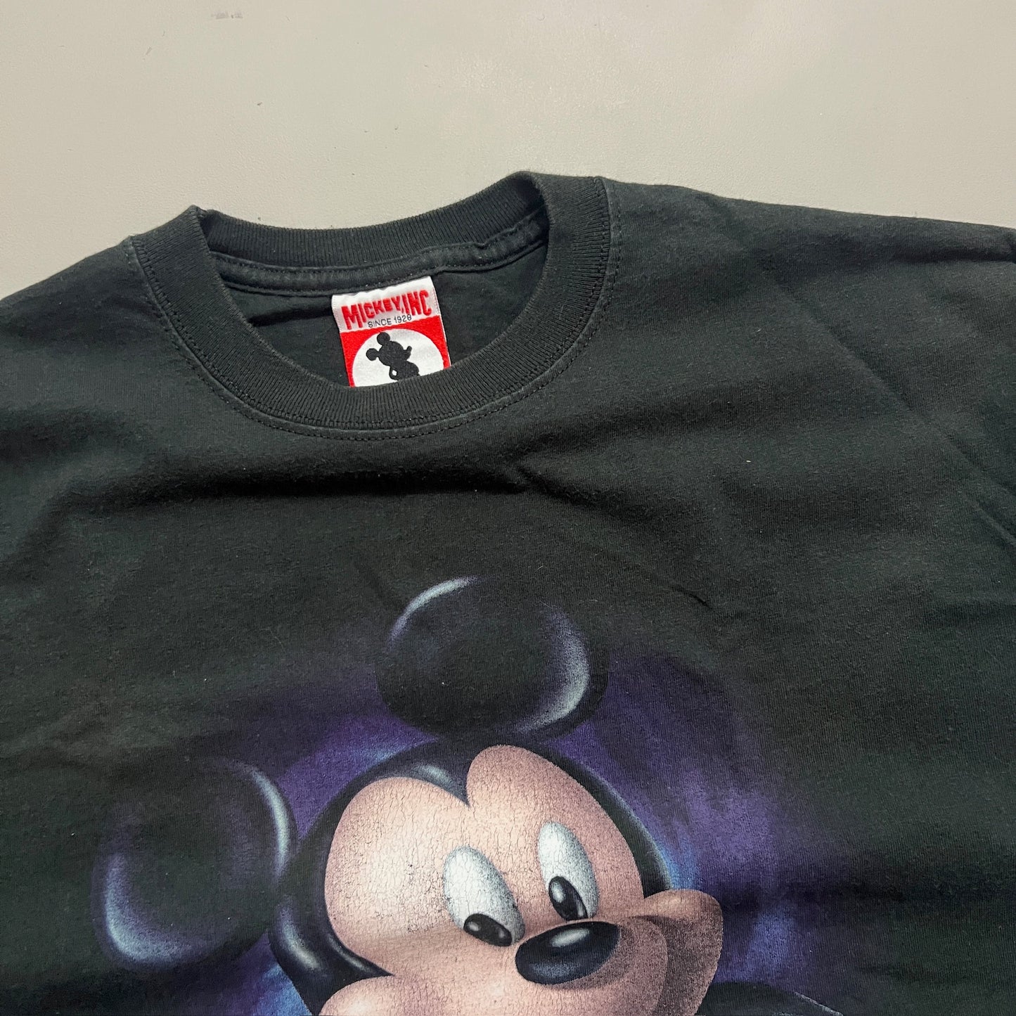 Large 1990s Black Mickey Mouse T-shirt