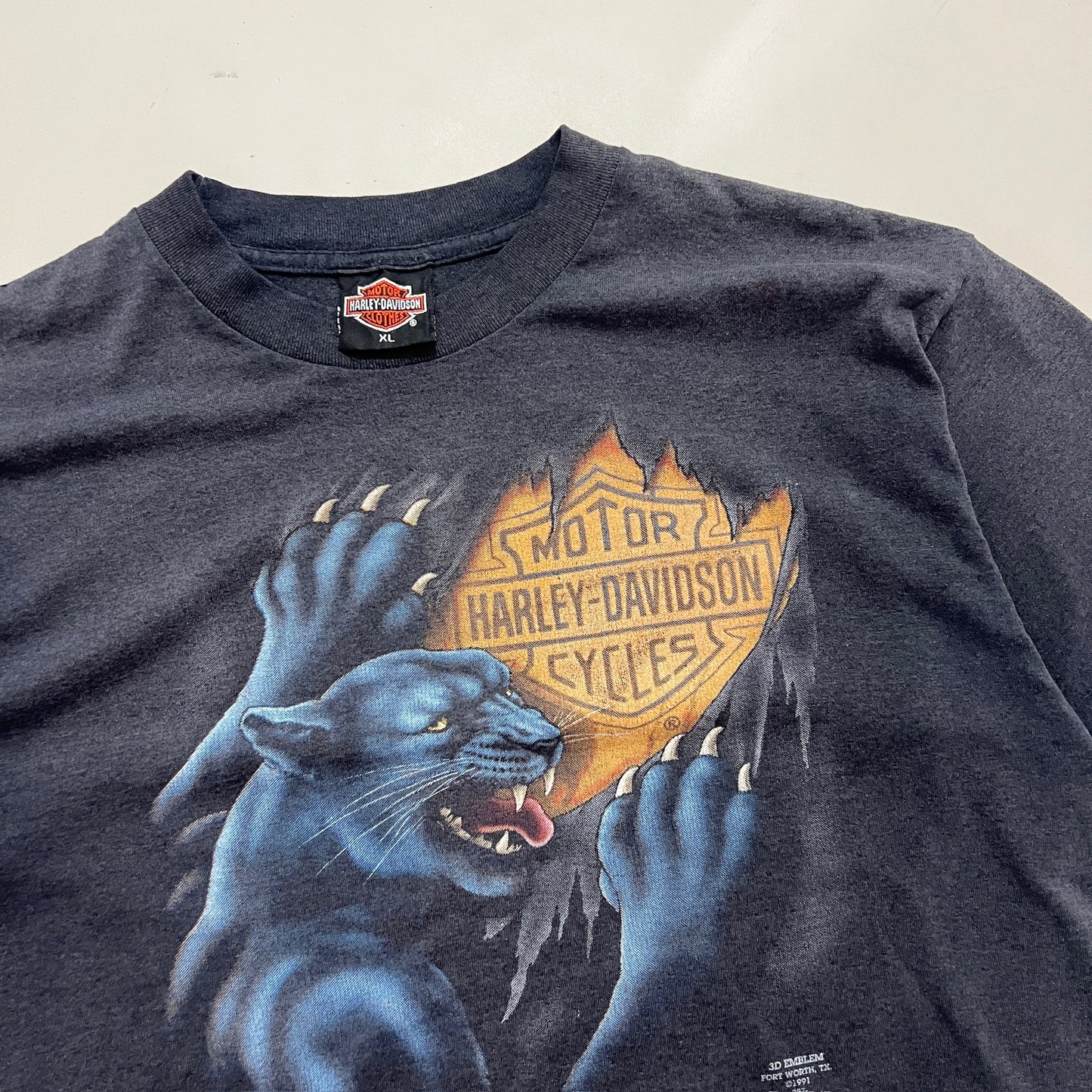 XL 1991 Harley Davidson Panther 3D Emblem T-shirt
