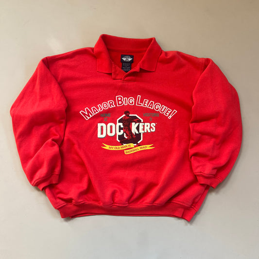 Vintage Red Dockers Major Big League Collared Sweatshirt