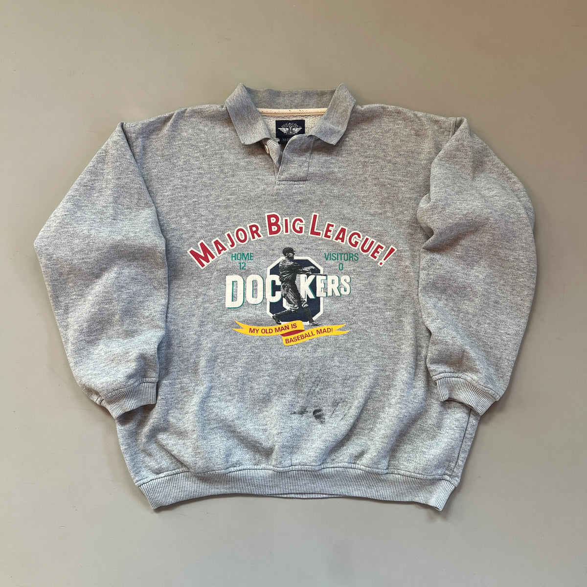 Vintage Grey Dockers Major Big League Collared Sweatshirt