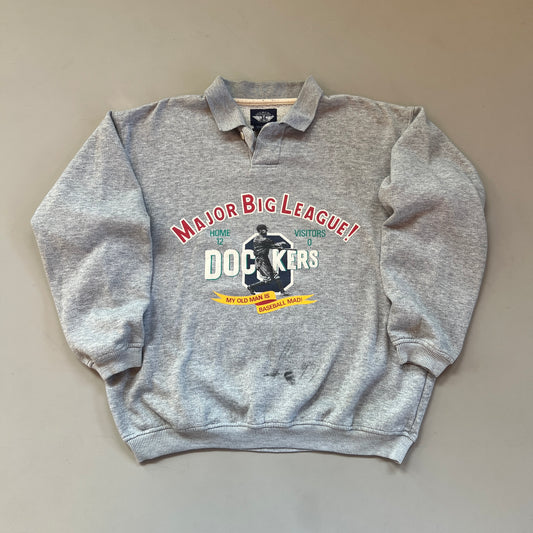 Vintage Grey Dockers Major Big League Collared Sweatshirt