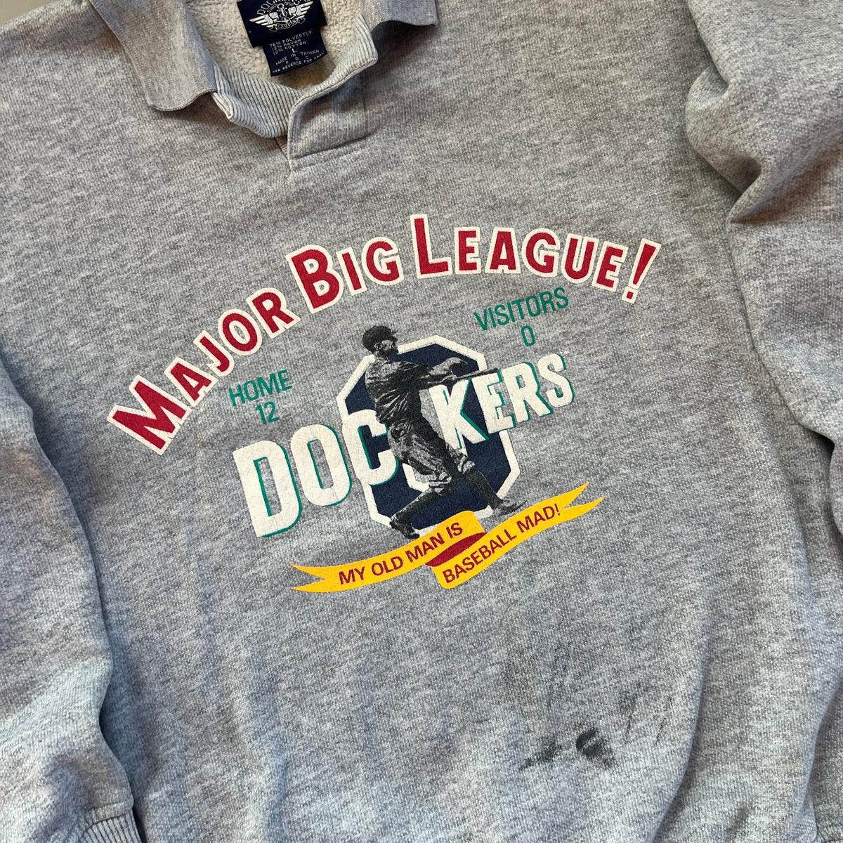 Vintage Grey Dockers Major Big League Collared Sweatshirt